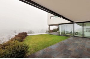 Architecture, beautiful interior of a modern villa, view from veranda